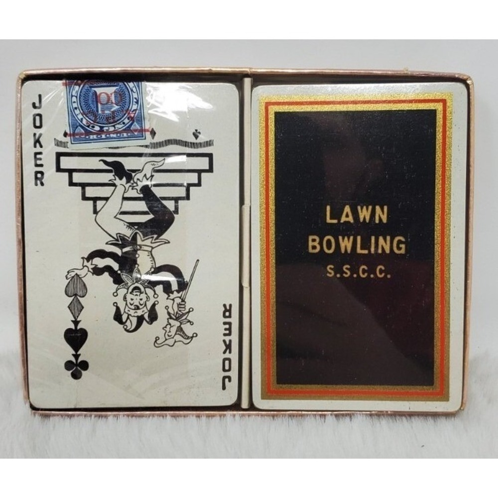 1950s Duratone Gold Edge Double Deck Playing Cards w/ Tax Stamps Lawn‎ Bowling